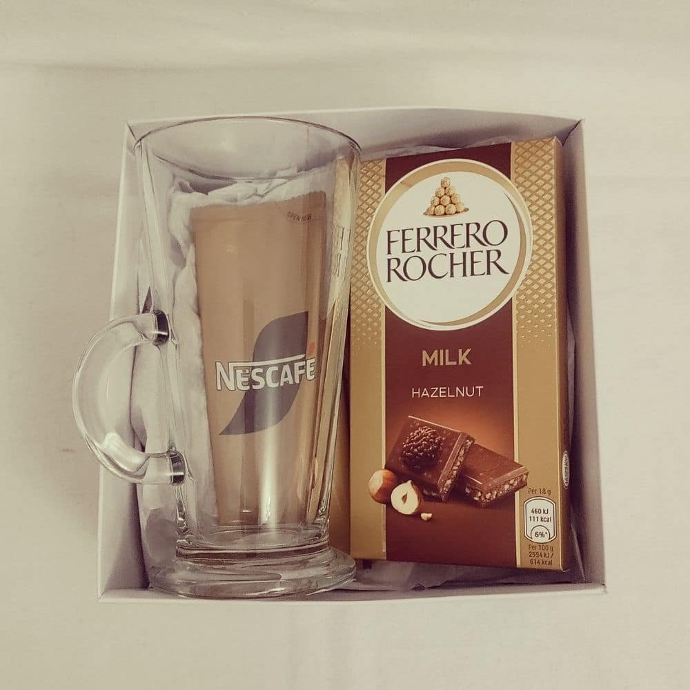Latte Glass & Ferrero Rocher Chocolate Gift Set